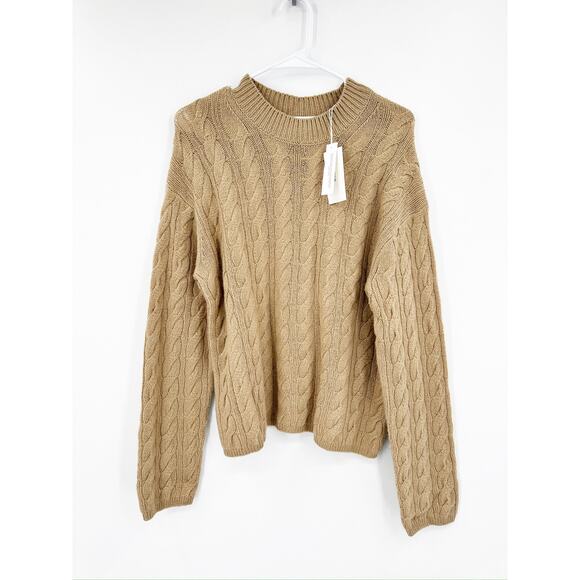 Vince Cable Knit Tan Wool Blend Crewneck Sweater Size Large NWT - Picture 2 of 6